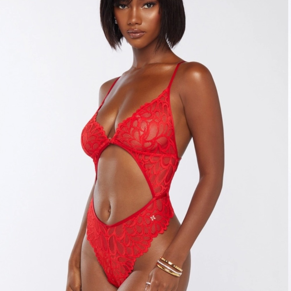 NWT 3-Piece Set - Lace Bodysuit, Whip, Thigh highs